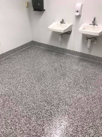 High School bathroom in OR flake by Jim White Flooring @jimwhiteflooring - 1