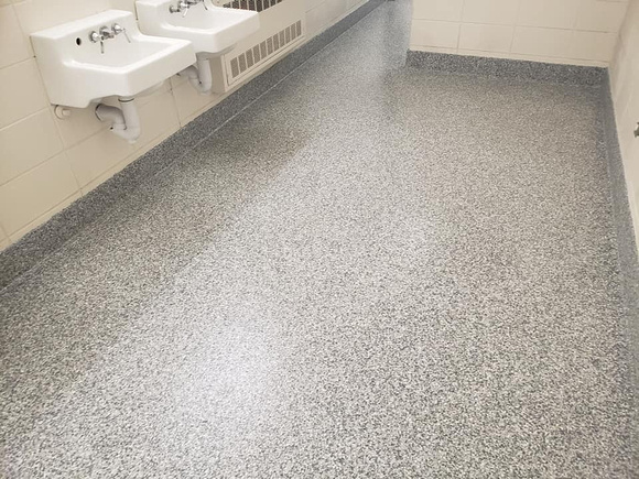 Laconia High School bathroom flake by Dornbrook-Concrete-Coatings @DornbrookConcreteCoatings - 3
