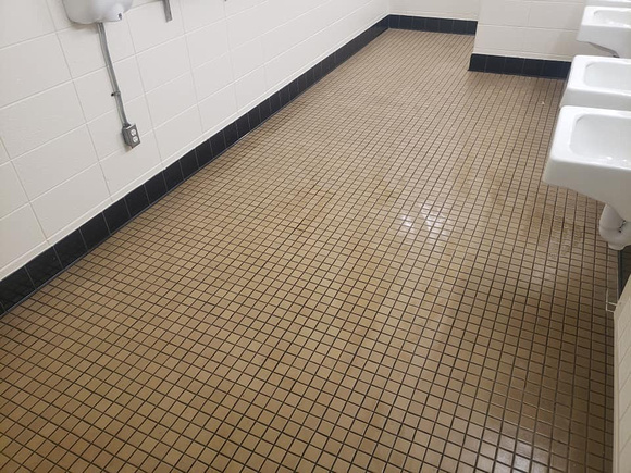 Laconia High School bathroom flake by Dornbrook-Concrete-Coatings @DornbrookConcreteCoatings - 8