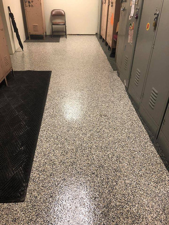 Locker room flake by Tech Valley Concrete And Epoxy Inc. @TechValleyConcrete