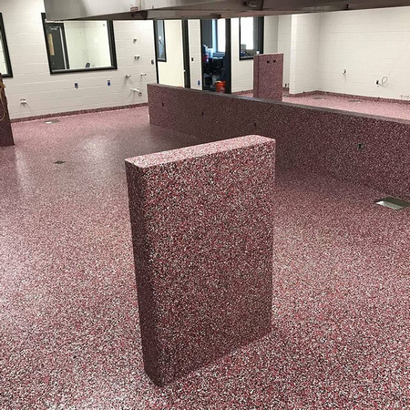 Culinary school kitchen red flake wall by All Phase CPI Inc. @AllPhaseCPI.com.EliteCrete - 14