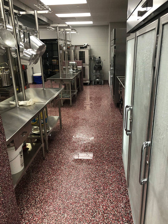 Culinary school kitchen red flake wall by All Phase CPI Inc. @AllPhaseCPI.com.EliteCrete - 12