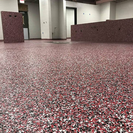 Culinary school kitchen red flake wall by All Phase CPI Inc. @AllPhaseCPI.com.EliteCrete - 15