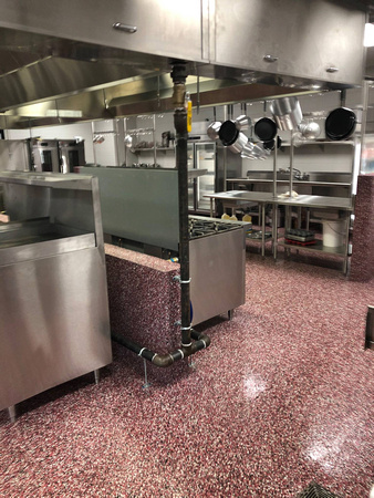 Culinary school kitchen red flake wall by All Phase CPI Inc. @AllPhaseCPI.com.EliteCrete - 9