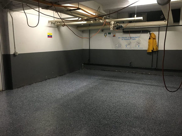 Commercial kitchen in NYC flake by Southside Concrete Polishing - 1