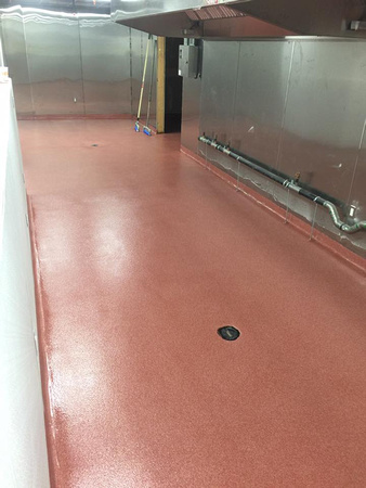 Philly Bar & Lounge kitchen quartz with cove base and aus-v by Gimondo Epoxy and Concrete, Inc. - 3