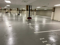 30k sf parking garage HERMETIC™ Stout, moisture barrier ul7, base with full sand broadcast PT4 Uretane top coat by Boston Concrete Artisans 6