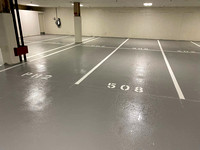 30k sf parking garage HERMETIC™ Stout, moisture barrier ul7, base with full sand broadcast PT4 Uretane top coat by Boston Concrete Artisans 8