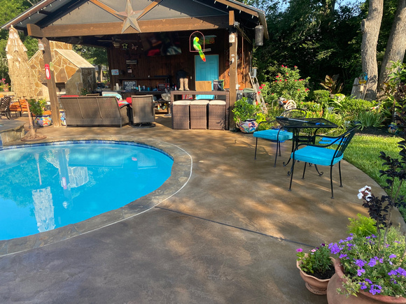 Pool deck coatings THIN-FINISH™, Troweled Texture Chocolate with ultra-stone accent sealed w: CSS by Texas Concrete Design   9