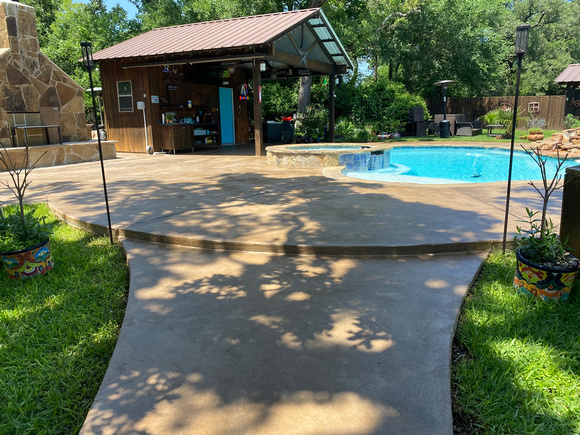Pool deck coatings THIN-FINISH™, Troweled Texture Chocolate with ultra-stone accent sealed w: CSS by Texas Concrete Design   7
