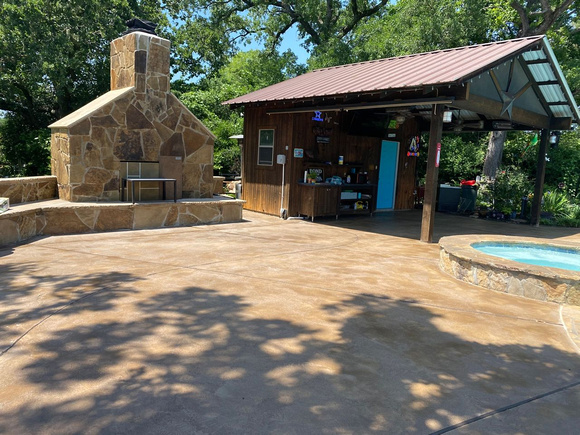 Pool deck coatings THIN-FINISH™, Troweled Texture Chocolate with ultra-stone accent sealed w: CSS by Texas Concrete Design   2