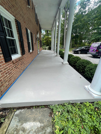 Custom Decorative Concrete Overlay installed around the exterior of this house by DCE Flooring LLC 18